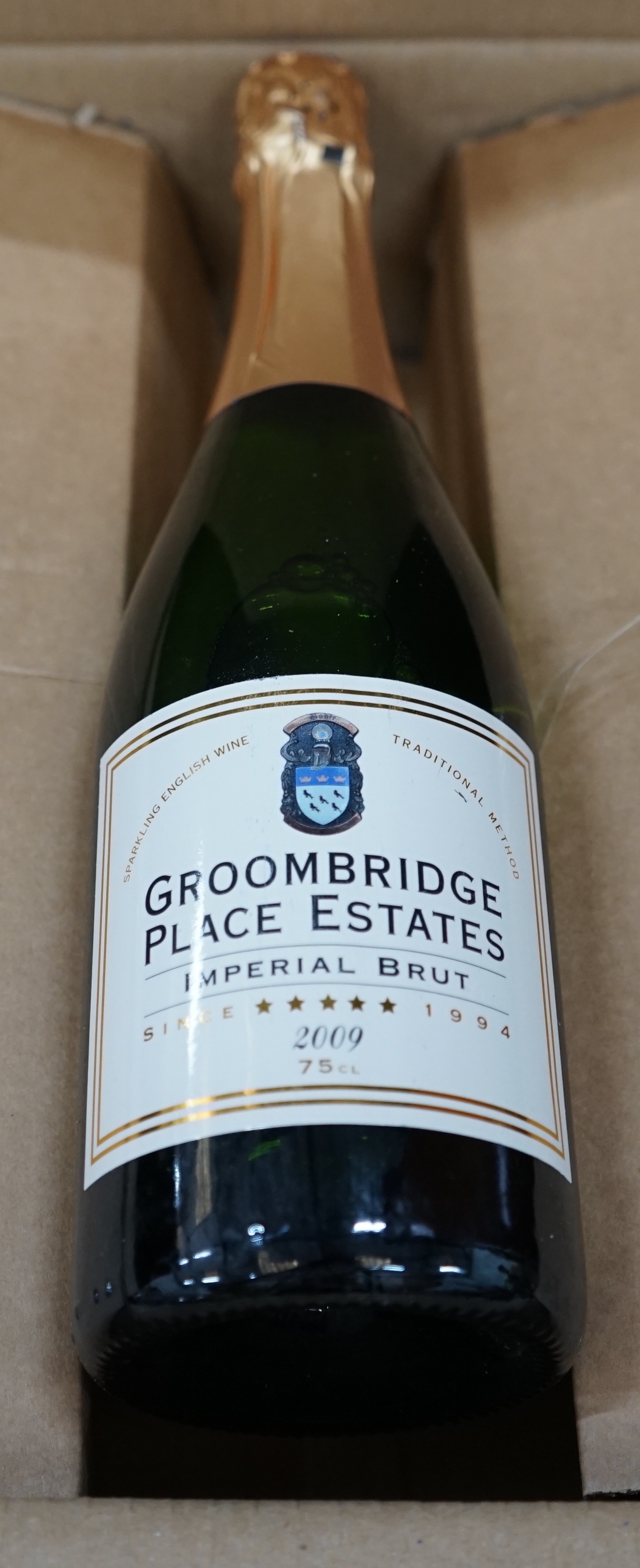 Twelve bottles of Groombridge Place Estate Imperial Brut 2009 English sparkling wine